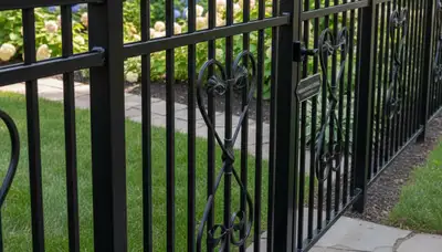 Ornamental black metal fence installation by Chop Chop Landscaping in Minneapolis, MN