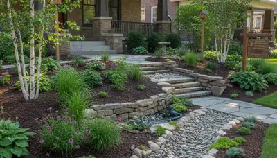 Rain garden with eco-friendly water management in Minneapolis MN by Chop Chop Landscaping