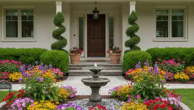 Front yard curb appeal landscaping with colorful plants and shrubs in Minneapolis, MN