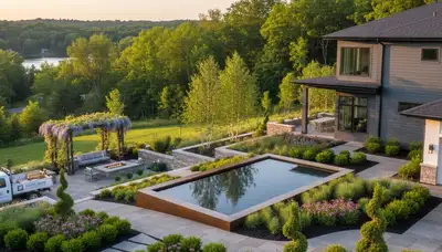 Minneapolis, MN landscaping crew providing professional lawn care for a residential property
