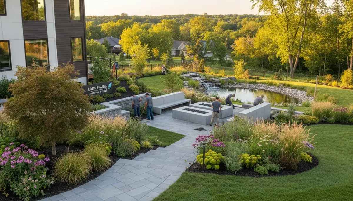 Minneapolis MN landscaping crew providing professional lawn care and yard maintenance services