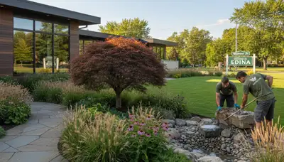 Landscaping crew providing lawn care services in Minneapolis, MN