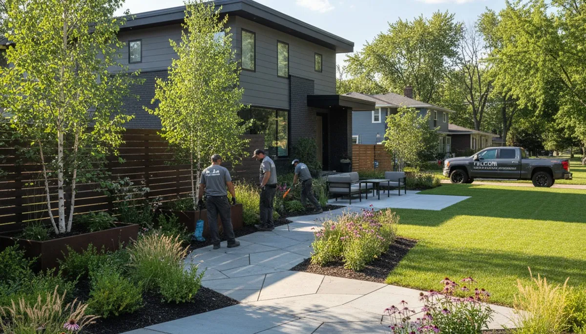 Minneapolis, MN landscaping crew providing professional lawn care and yard maintenance services