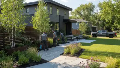 Minneapolis, MN landscaping crew providing professional lawn care and yard maintenance services