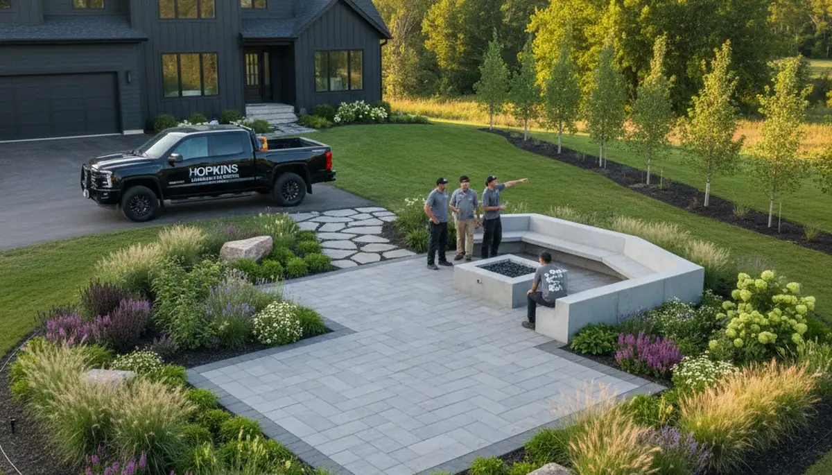 Landscaping crew providing lawn care service in Minneapolis, MN