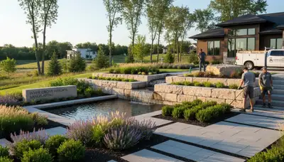 Minneapolis, MN landscaping crew providing professional lawn care for a residential property