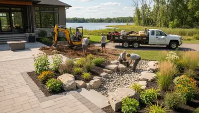Minneapolis, MN landscaping crew providing professional lawn care and yard maintenance services