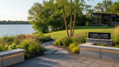 Landscaping team servicing lawns in Minneapolis, MN for residential property care