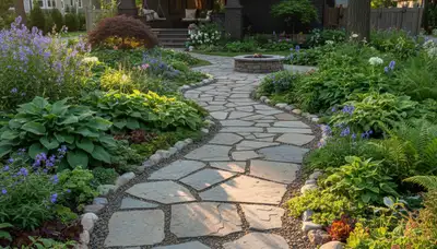 Stone paver pathway installation in Minneapolis, MN showcasing professional residential landscaping design